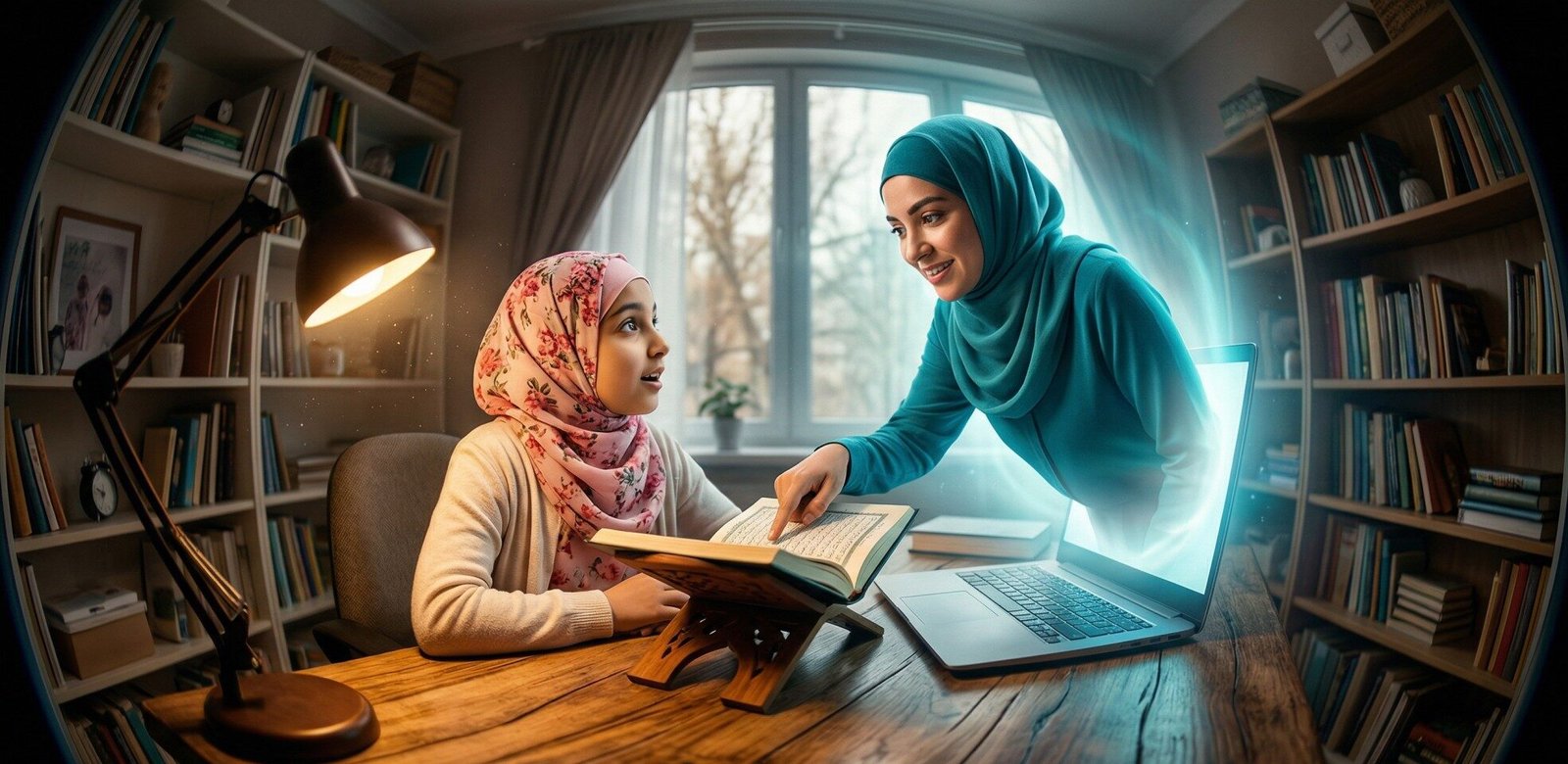 Child learning Quran online