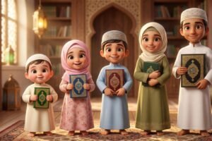 A young child beginning their Quran learning journey at home with Zaid Academy