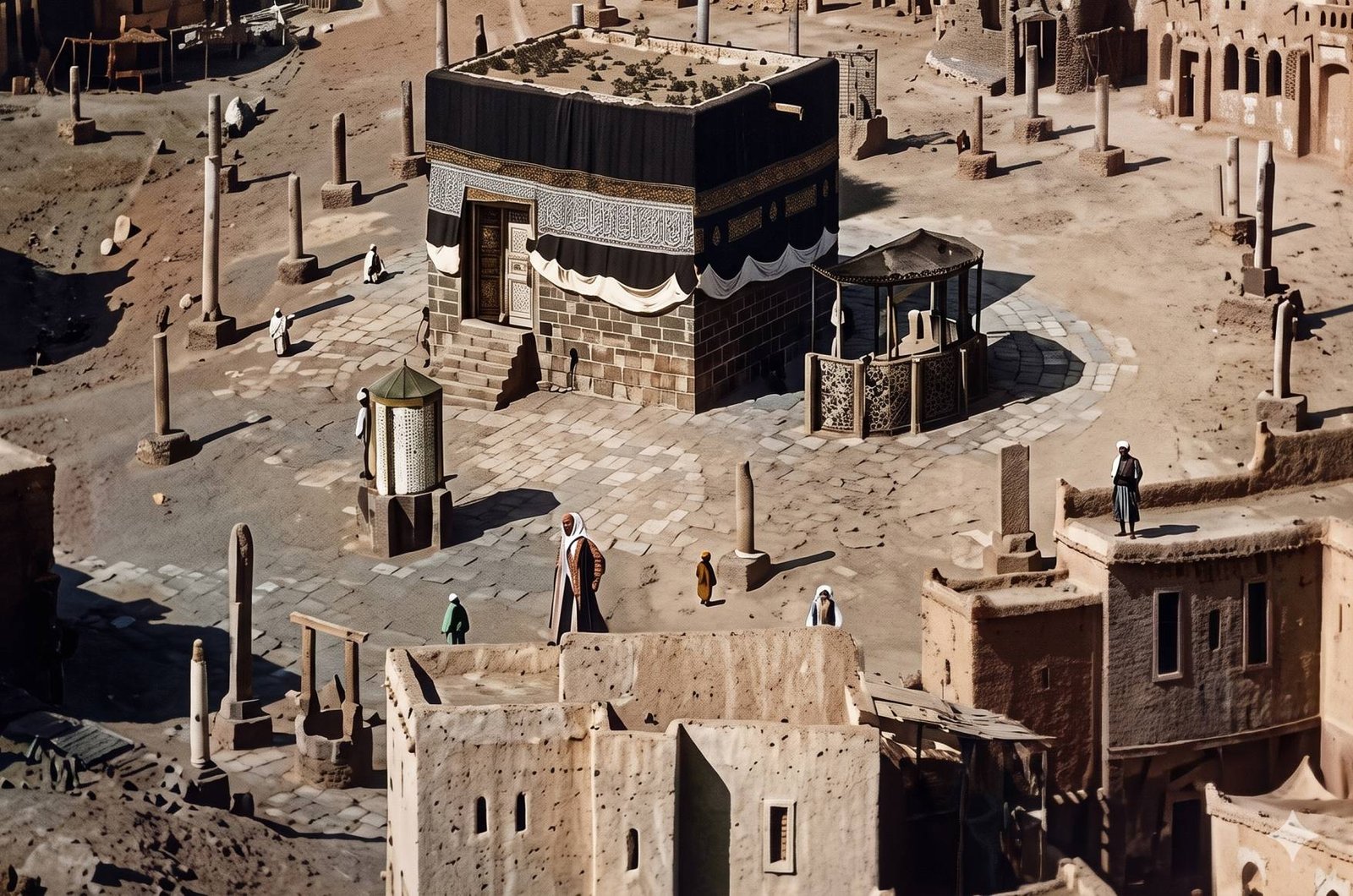 Historical depiction of the Kaaba in earlier centuries, the sacred cube at the centre of Makkah